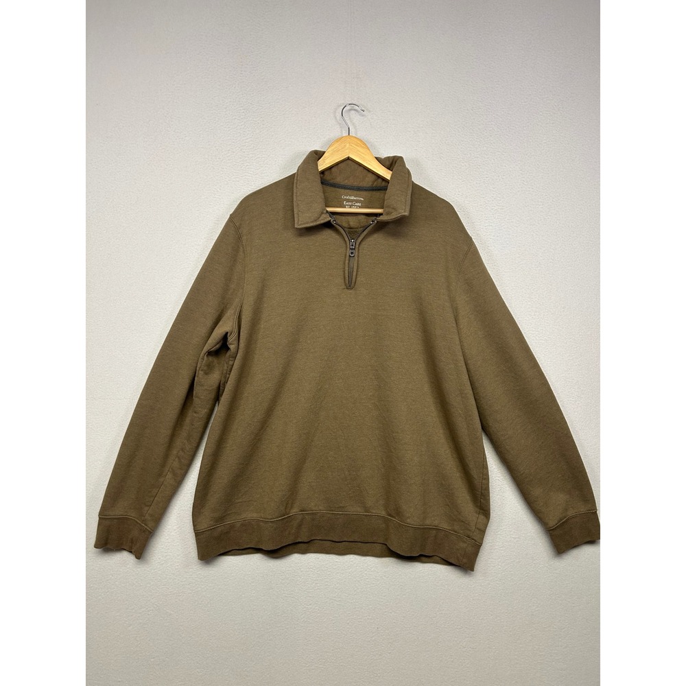Gorpcore Minimalist Croft & Barrow Mens XL Brown Quarter Zip Pullover Sweater